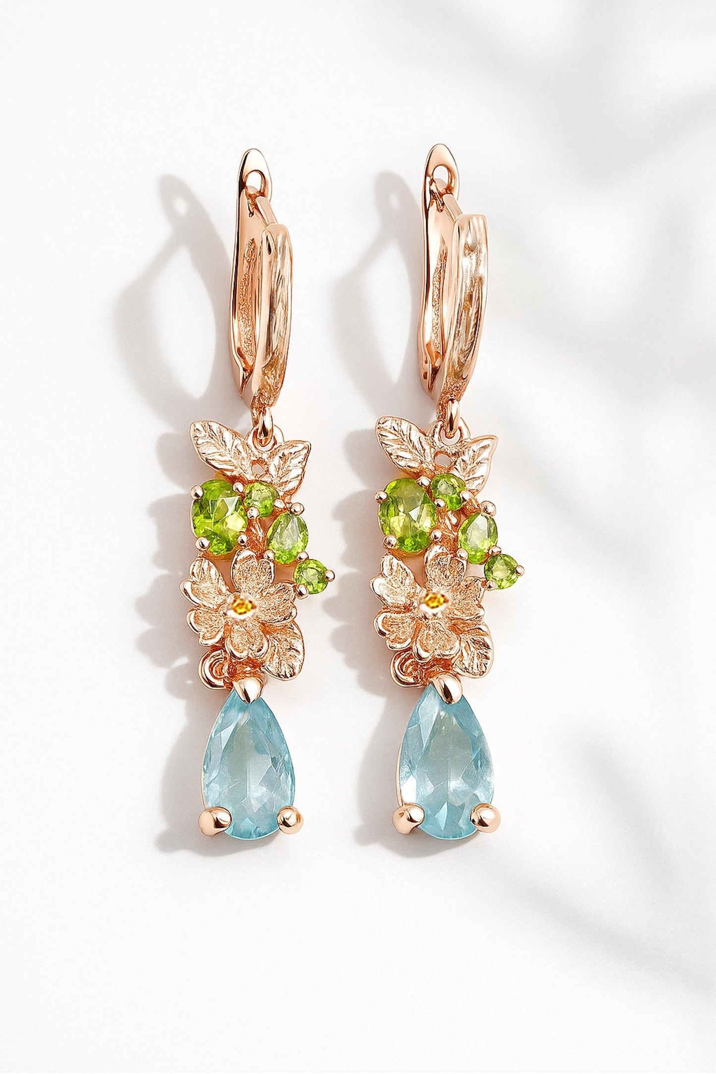 925 Sterling Silver Kyanite Flower Earrings