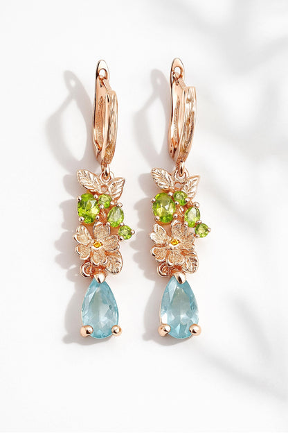 925 Sterling Silver Kyanite Flower Earrings