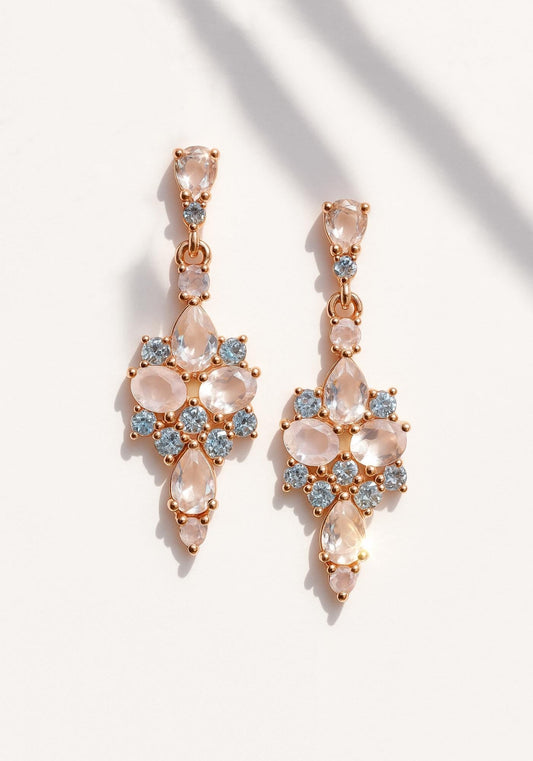 925 Sterling Silver Rose Quartz Drop Earrings