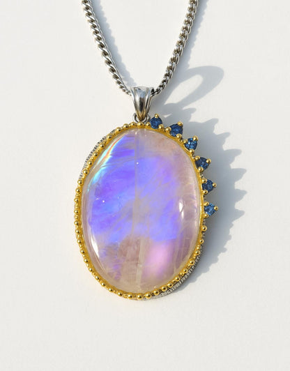 925 Sterling Silver Moonstone Chunky Necklace