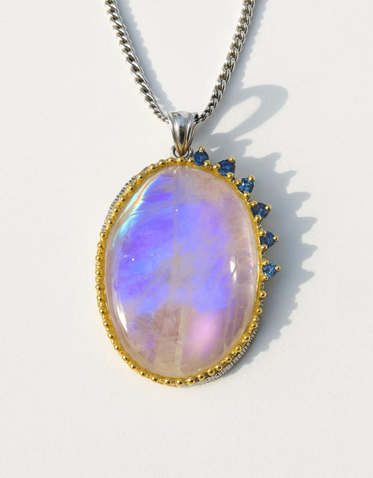 925 Sterling Silver Moonstone Chunky Necklace