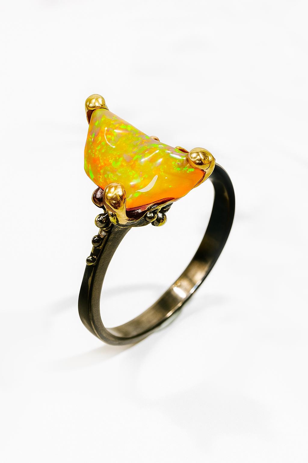 925 Sterling Silver Raw Fire Opal Ring