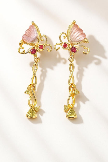 925 Sterling Silver Butterfly Tourmaline Earrings