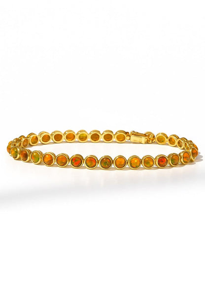 925 Sterling Silver Fire Opal Bracelet