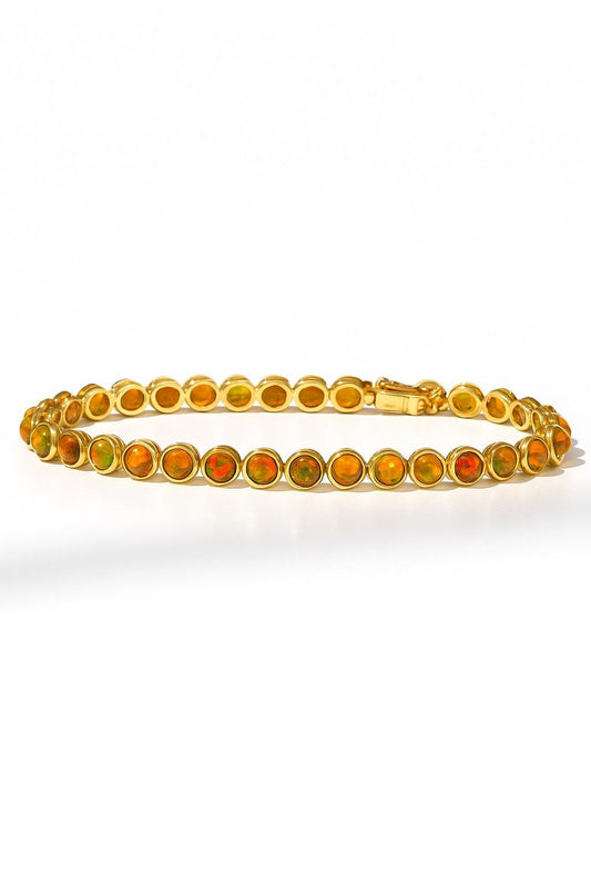 925 Sterling Silver Fire Opal Bracelet
