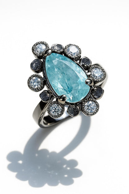 925 Sterling Silver Blue Kyanite Teardrop Ring