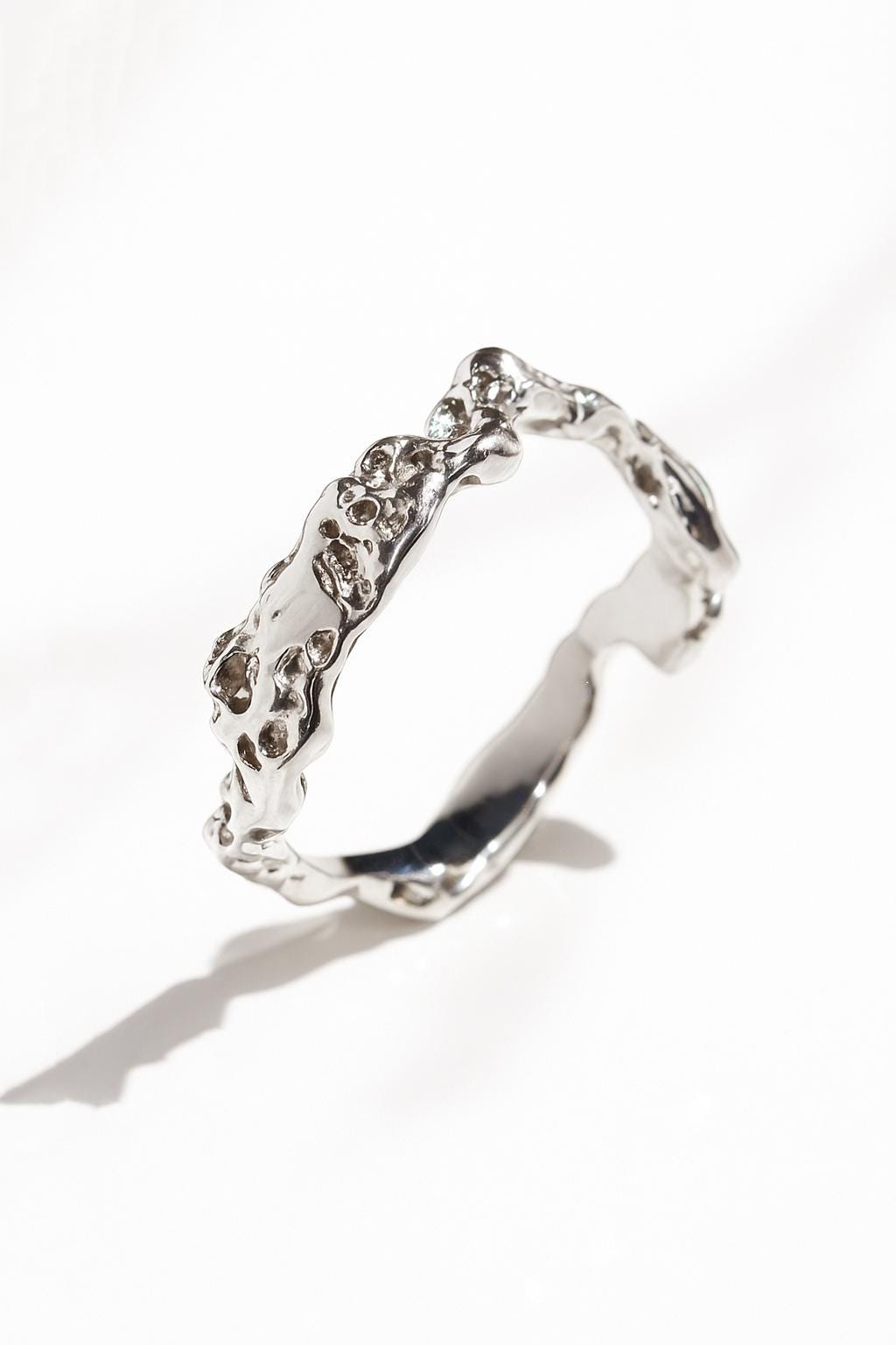 925 Sterling Silver Organic Dainty Band Ring