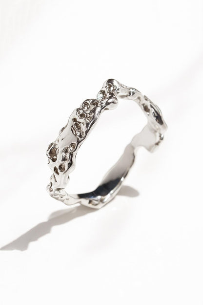 925 Sterling Silver Organic Dainty Band Ring