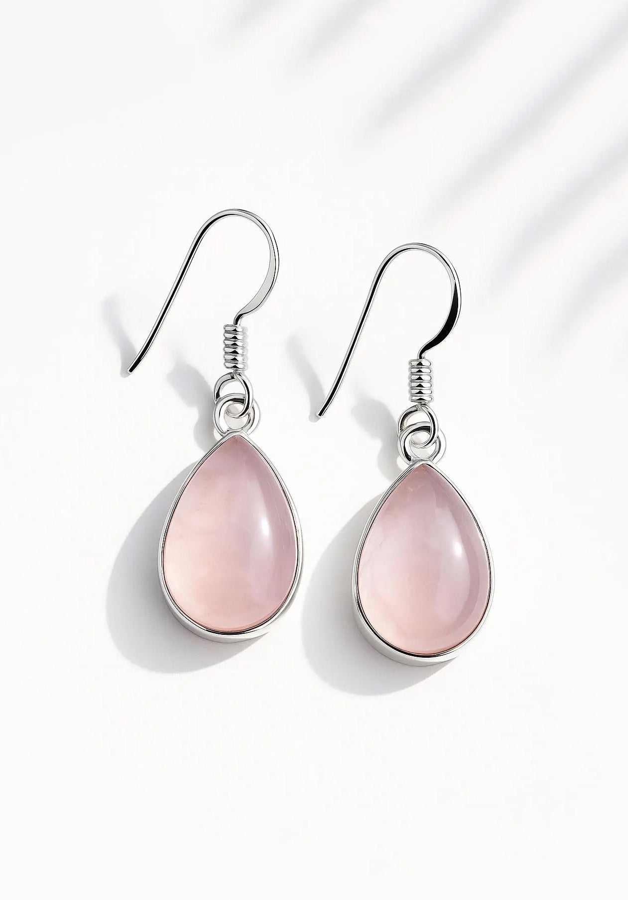 925 Sterling Silver Rose Quartz Teardrop Earrings