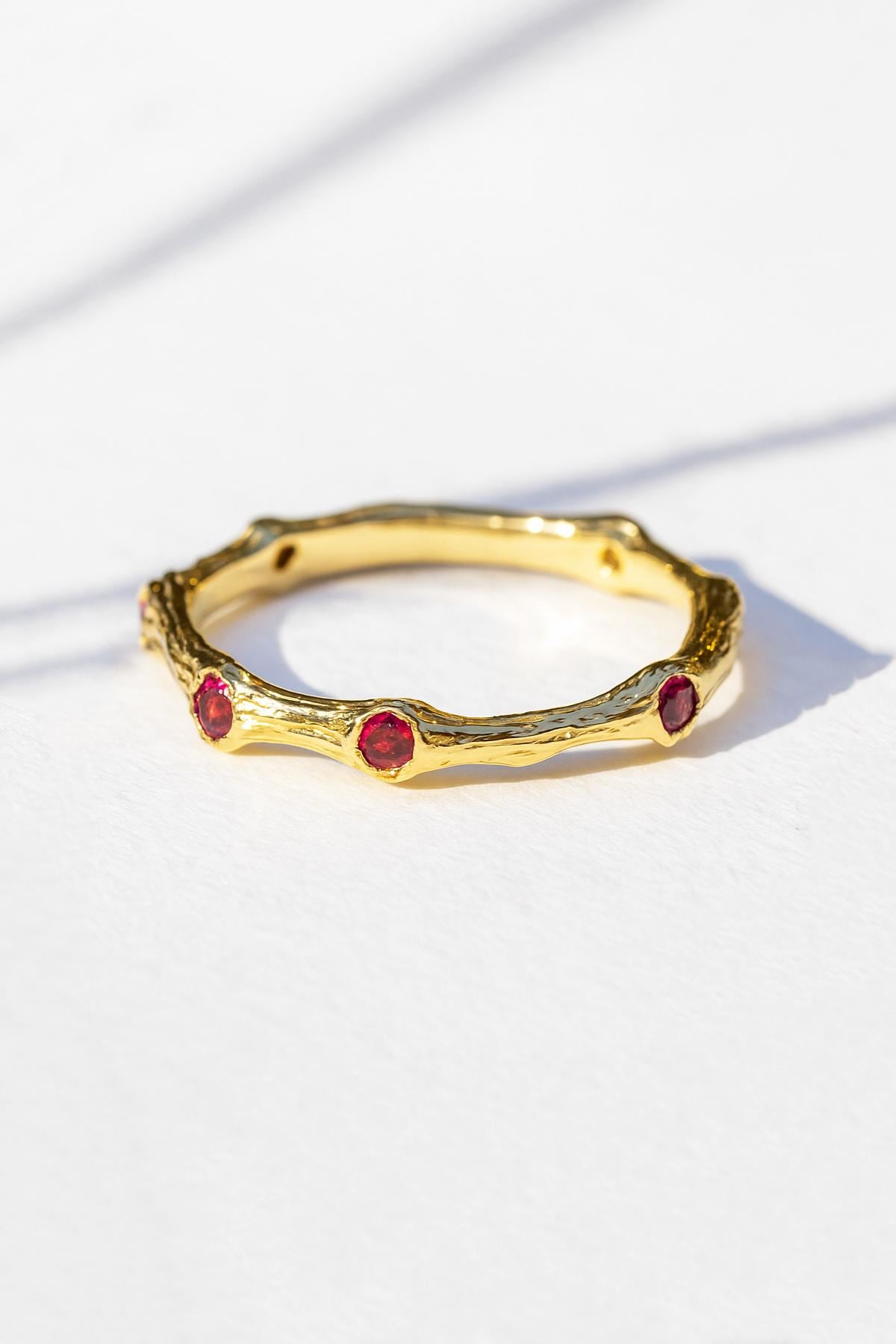 14K Solid Gold Nature Branch Eternity Band Ring