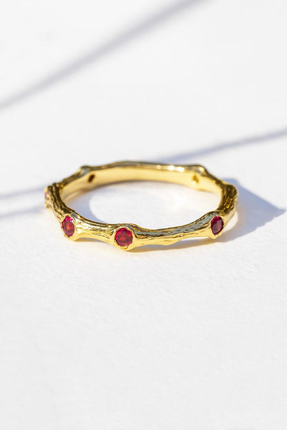 14K Solid Gold Nature Branch Eternity Band Ring