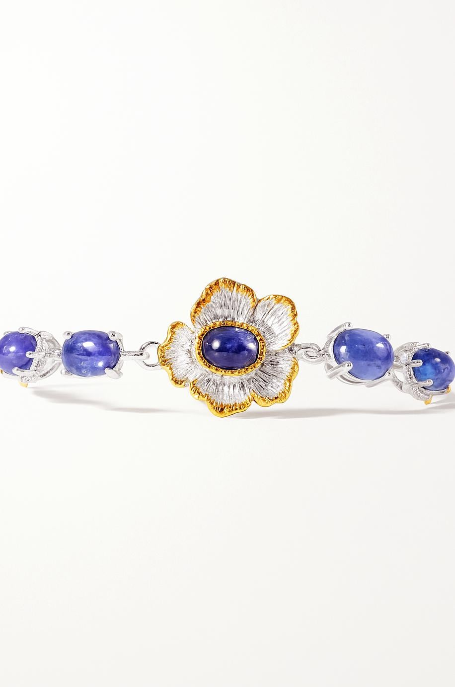 925 Sterling Silver Tanzanite Flower Bracelet