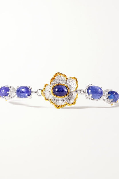 925 Sterling Silver Tanzanite Flower Bracelet