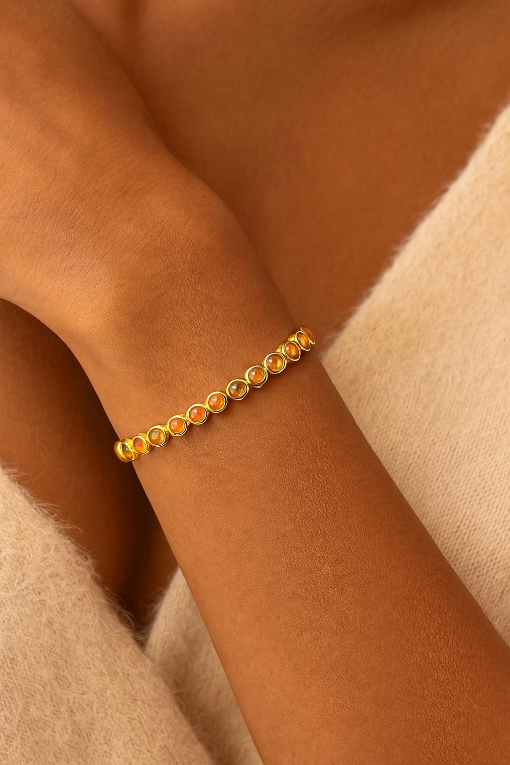 925 Sterling Silver Fire Opal Bracelet