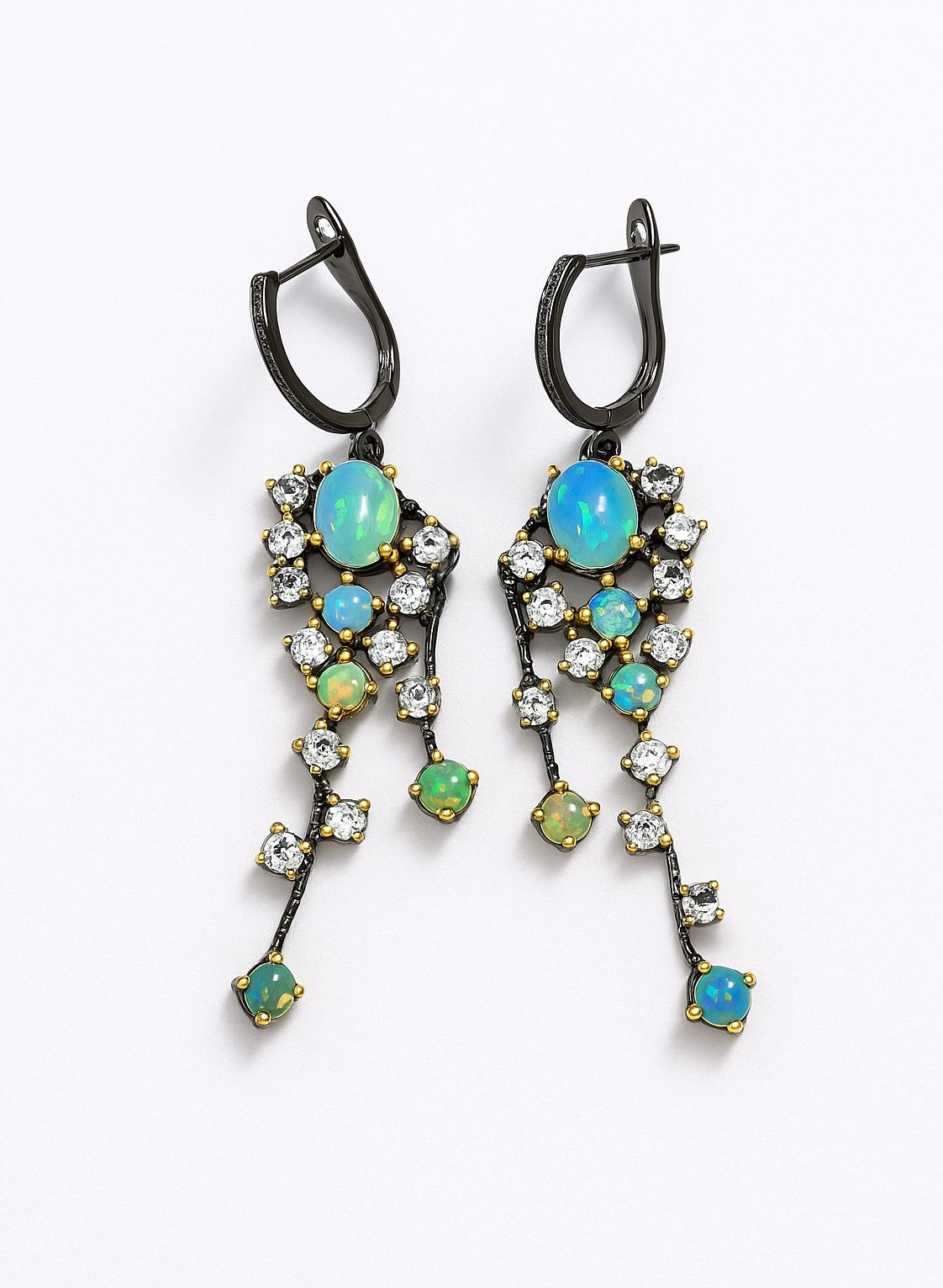 925 Sterling Silver Fire Opal Earrings