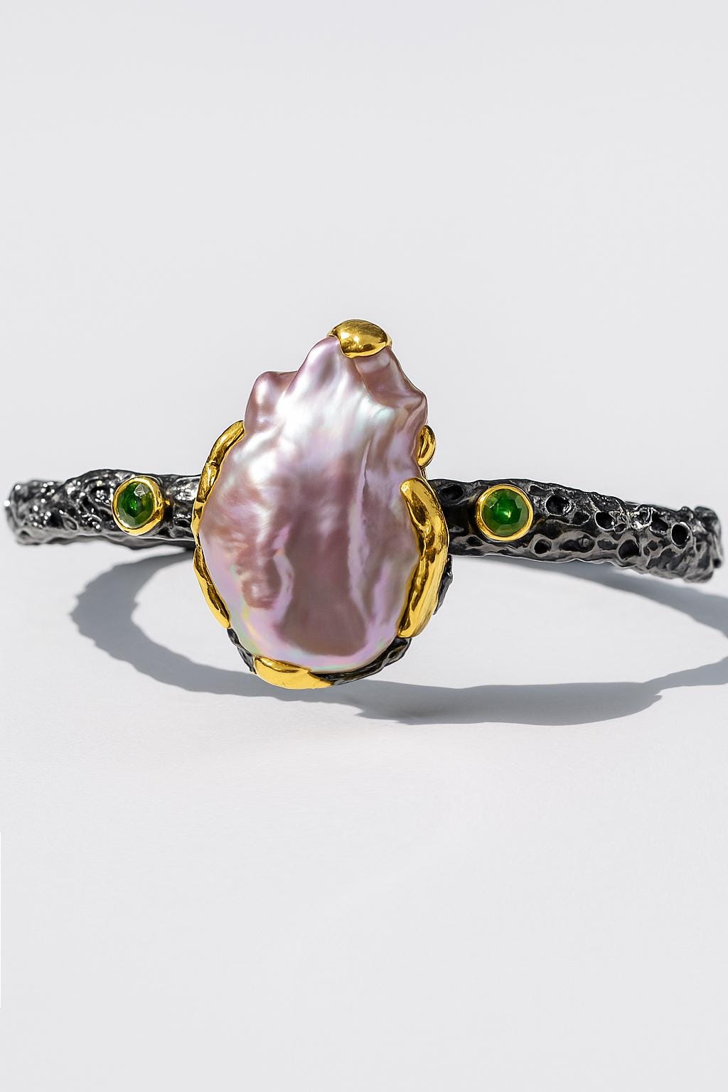 925 sterling silver pink baroque pearl cuff bracelet