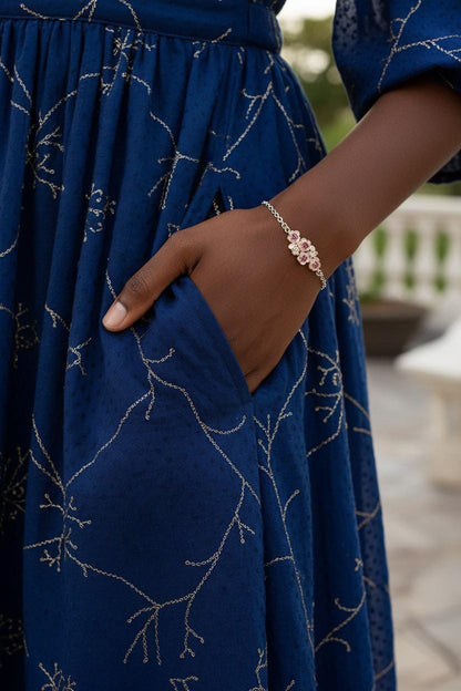 925 Sterling Silver Garnet Chain Bracelet