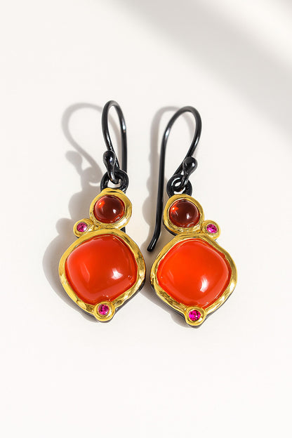 925 Sterling Silver Carnelian Dangle Earrings