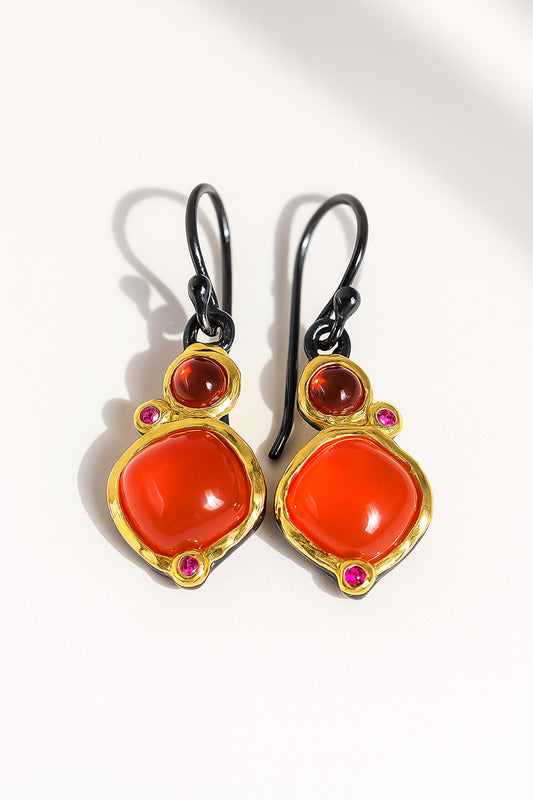 925 Sterling Silver Carnelian Dangle Earrings