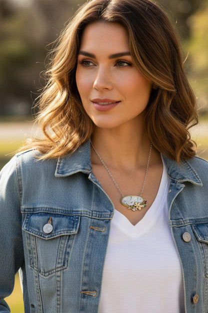 925 Sterling Silver Dendritic Jasper Statement Necklace