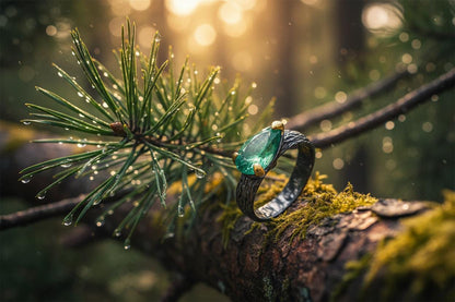 925 sterling silver green kyanite branch ring