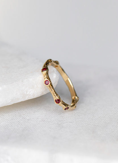 14K Solid Gold Nature Branch Eternity Band Ring