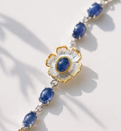 925 Sterling Silver Tanzanite Flower Bracelet