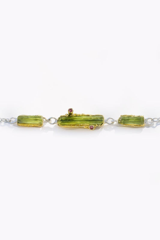 925 Sterling Silver Raw Tourmaline Bracelet