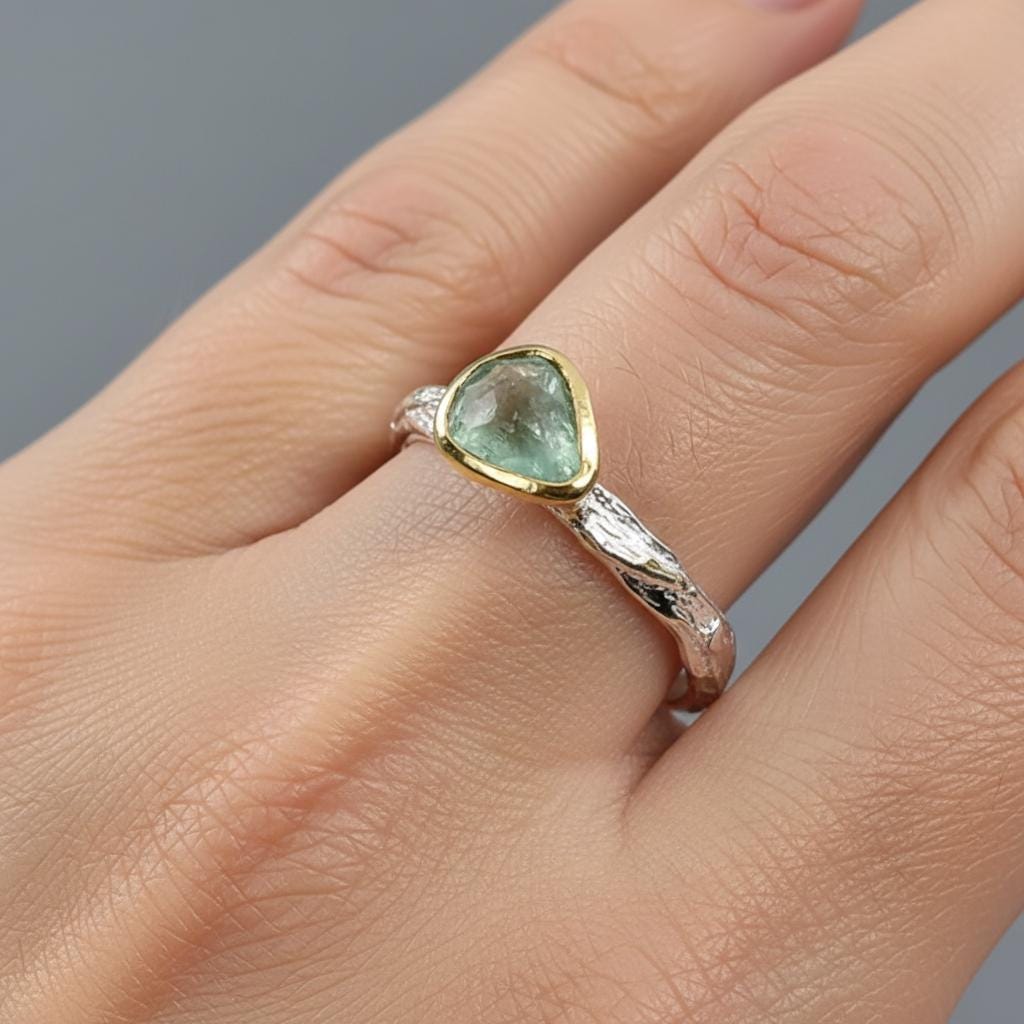 925 Sterling Silver Green Peridot Branch Ring