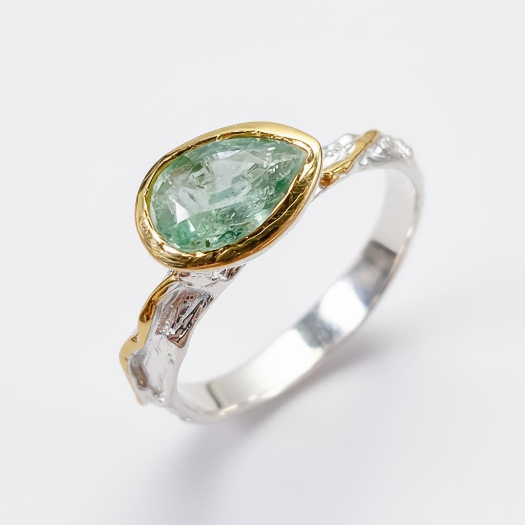 925 Sterling Silver Green Peridot Branch Ring