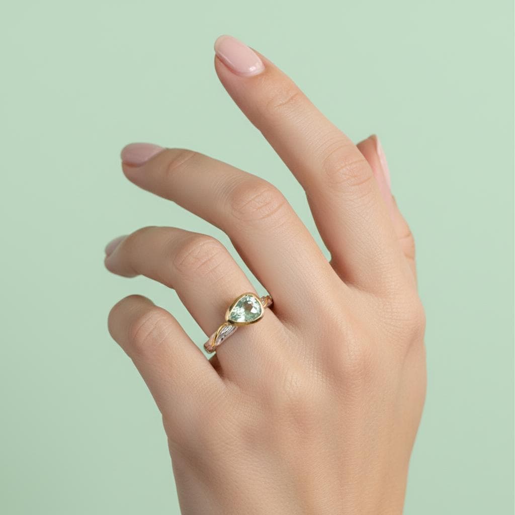 925 Sterling Silver Green Peridot Branch Ring