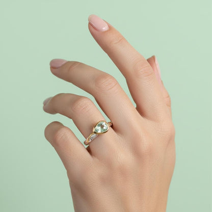 925 Sterling Silver Green Peridot Branch Ring