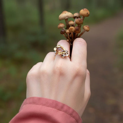 925 Sterling Silver Smoke Quartz  Organic Ring