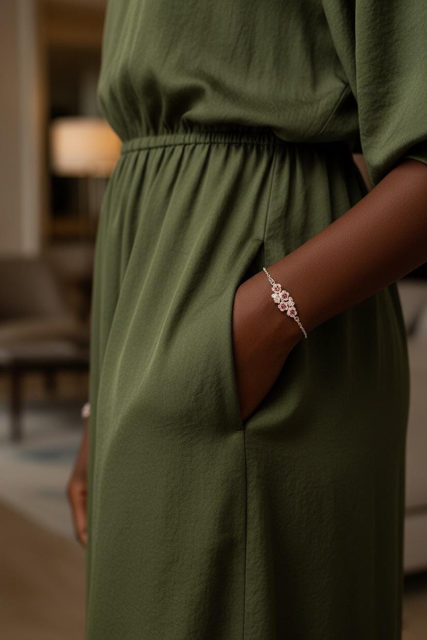 925 Sterling Silver Garnet Chain Bracelet