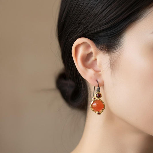 925 Sterling Silver Carnelian Dangle Earrings