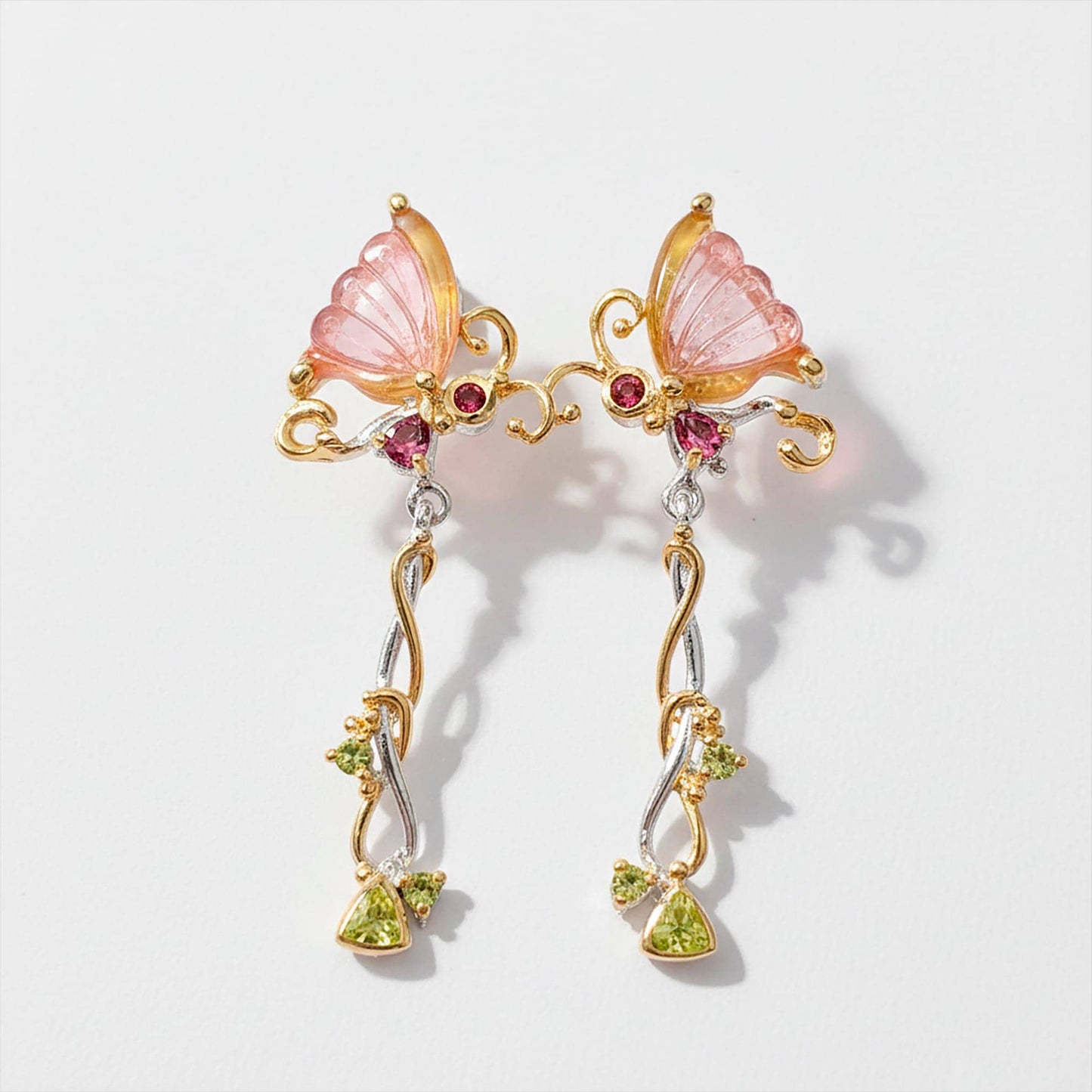 925 Sterling Silver Butterfly Tourmaline Earrings