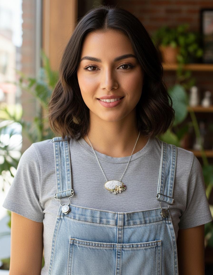 925 Sterling Silver Dendritic Jasper Statement Necklace