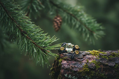 925 Sterling Silver Green Amethyst Leaf Ring