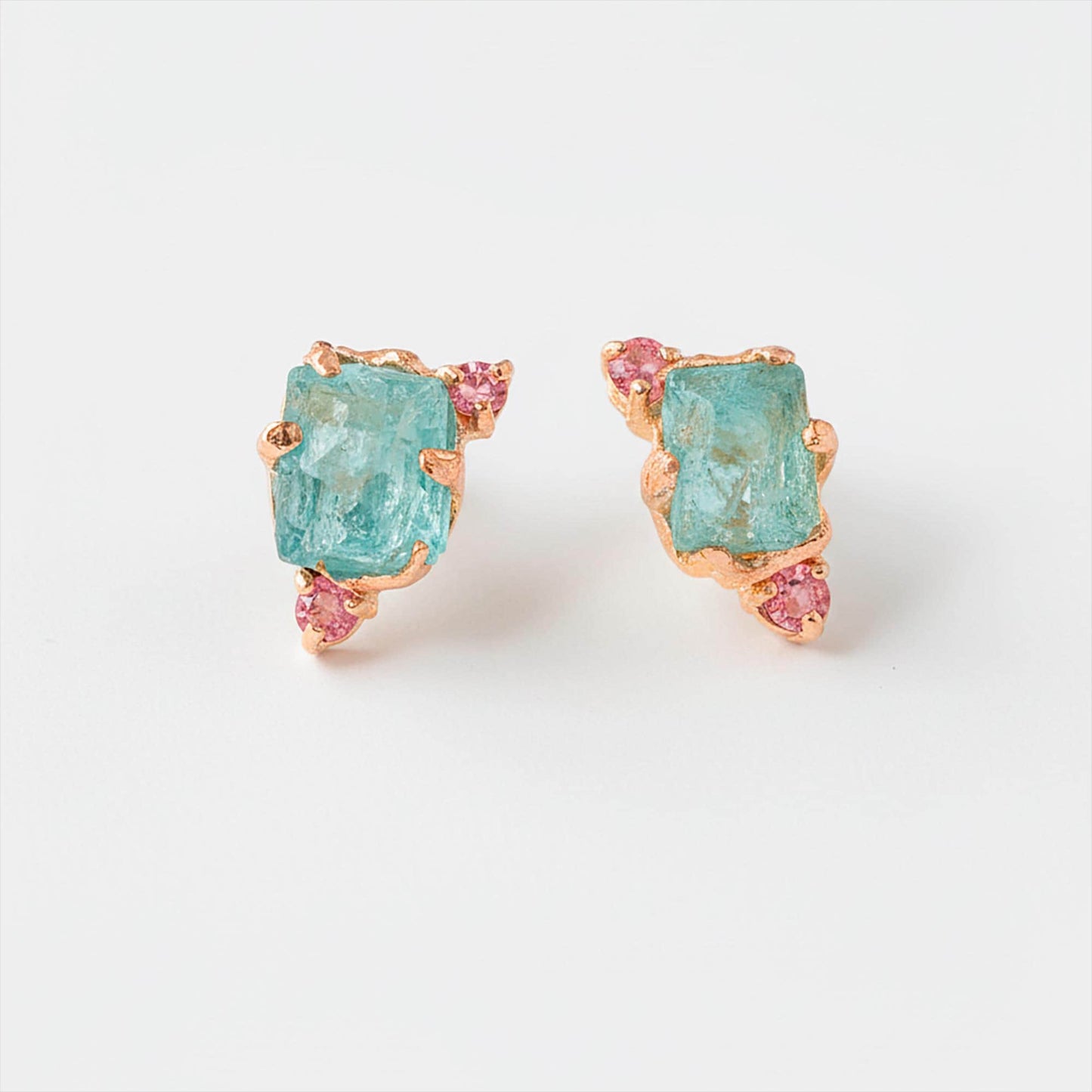 925 Sterling Silver Raw Apatite Stud Earrings