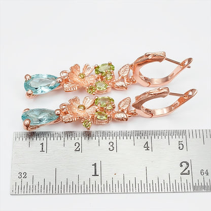 925 Sterling Silver Kyanite Flower Earrings