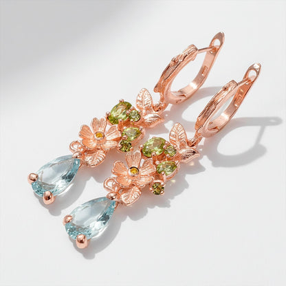 925 Sterling Silver Kyanite Flower Earrings