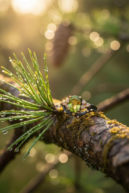 925 sterling silver green peridot oval ring