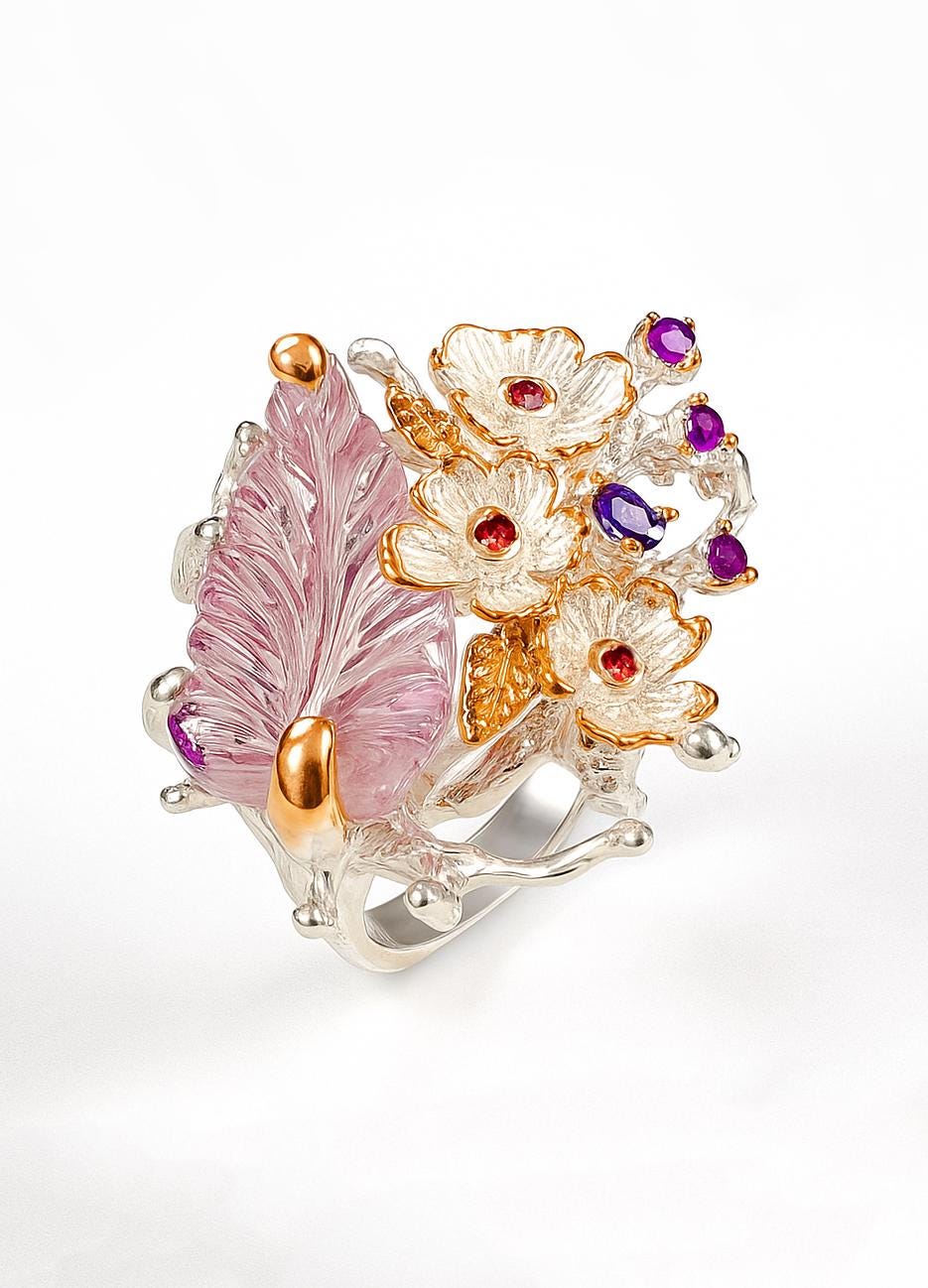 925 Sterling Silver Ametrine Birth Flower Ring