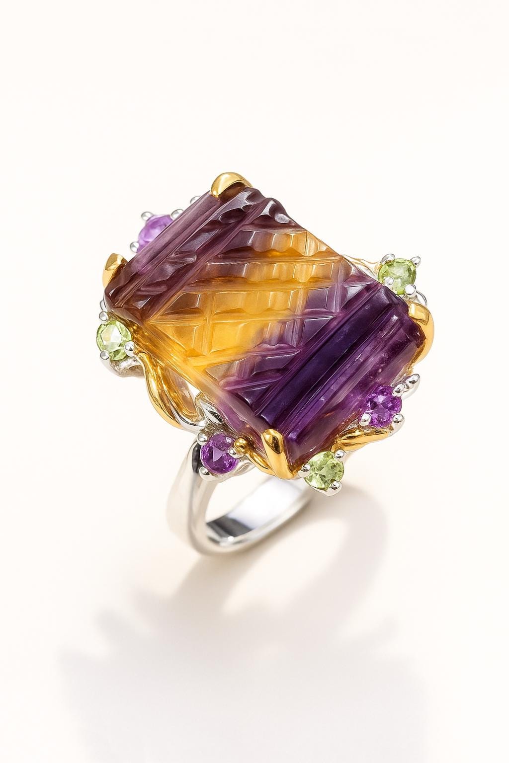 925 Sterling Silver Fluorite Statement Ring