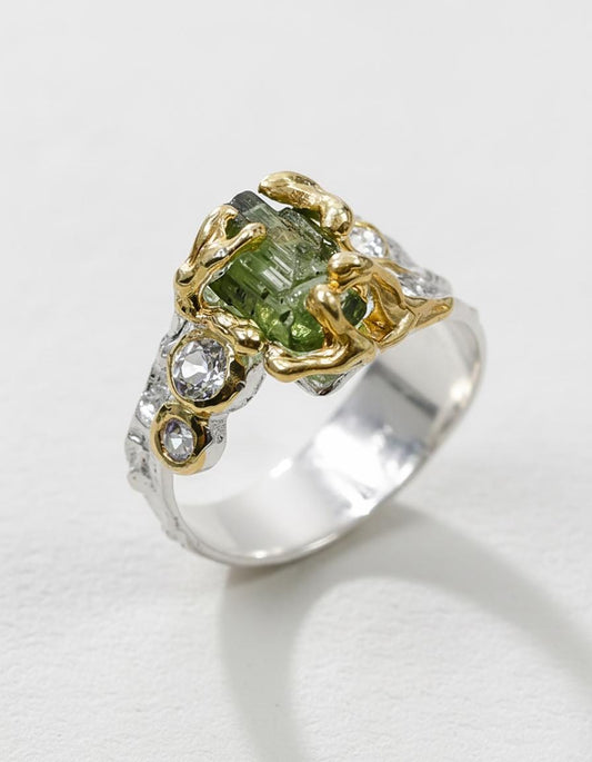 925 Sterling Silver Green Tourmaline Ring
