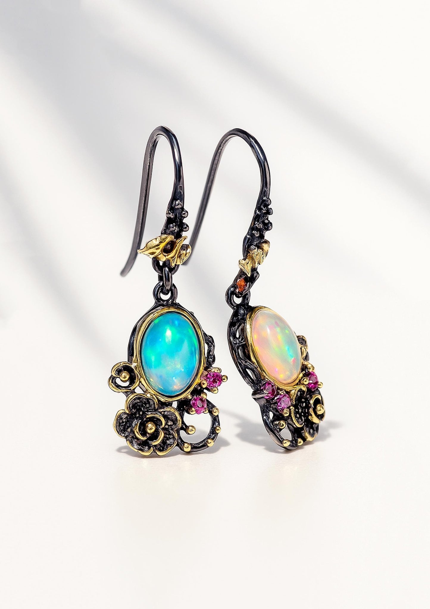 925 Sterling Silver Rainbow Opal Earrings