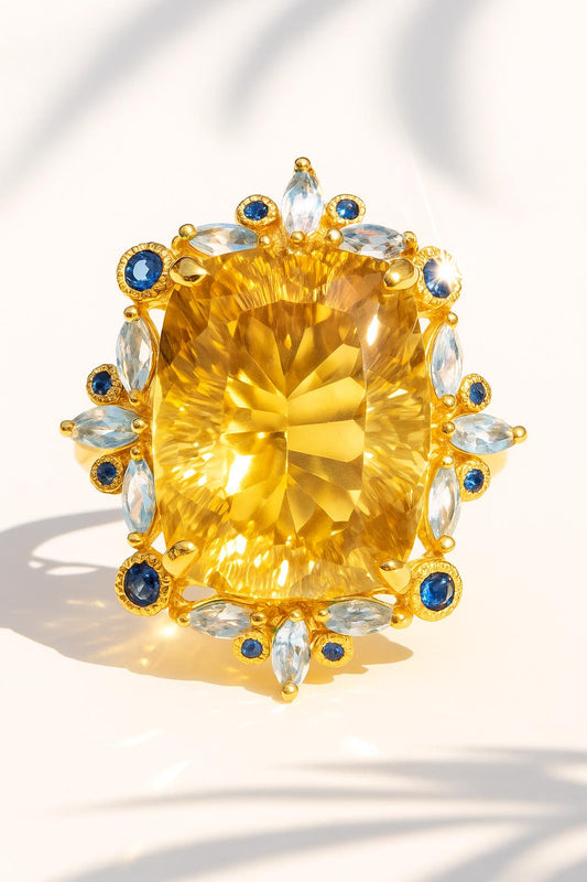 925 Sterling Silver Citrine Cocktail Ring