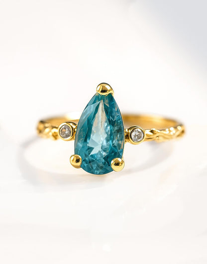925 Sterling Silver Blue Kyanite Pear Ring