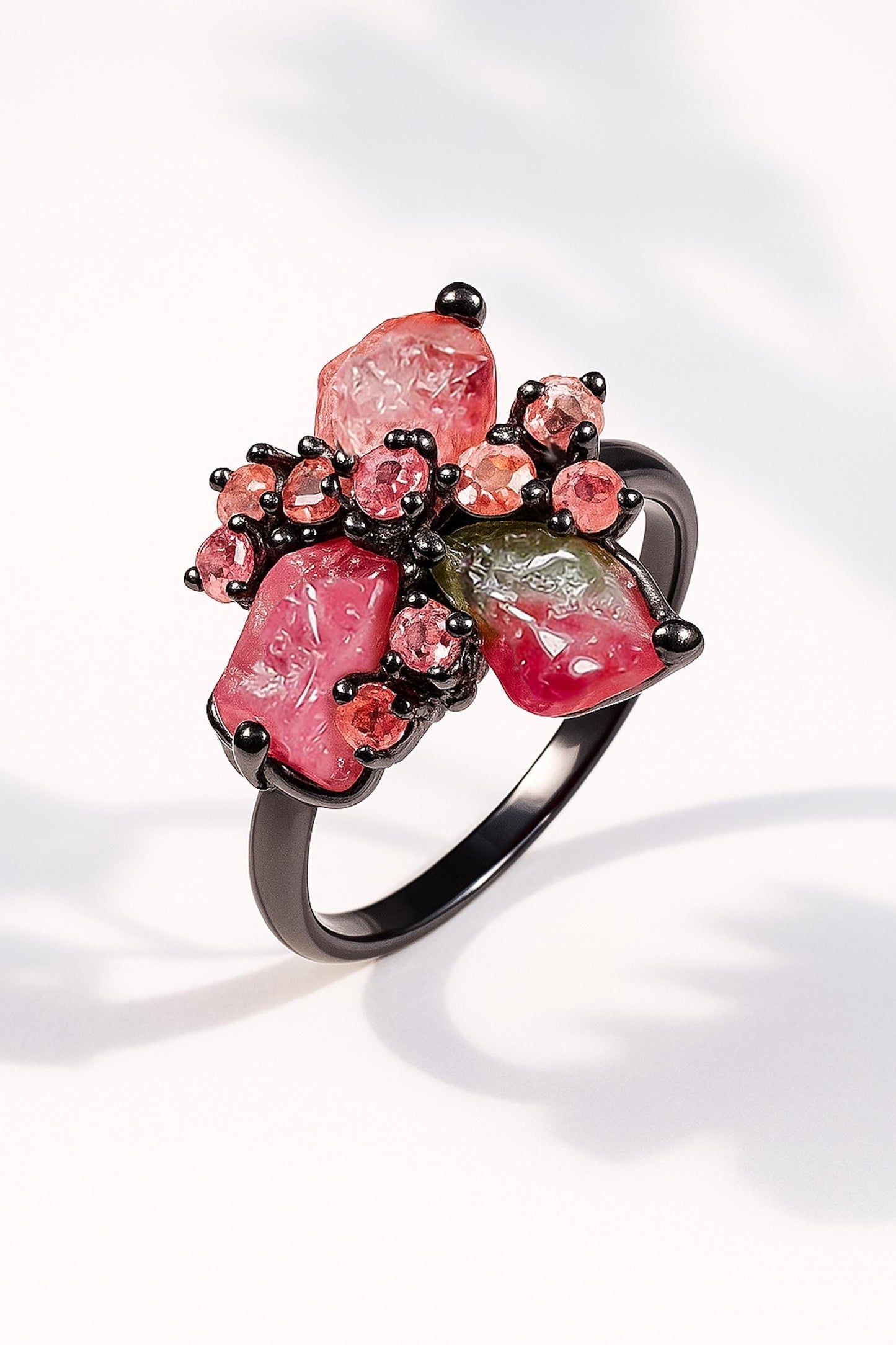 925 Sterling Silver Raw Pink Tourmaline Ring