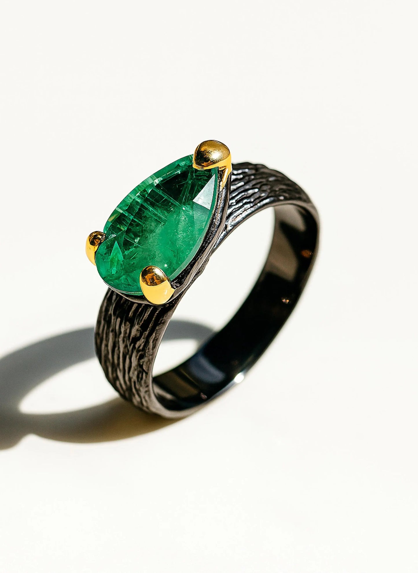 925 sterling silver green kyanite branch ring